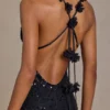 Etoile Embellished Plunge Open-Back Gown i svart