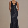 Etoile Embellished Plunge Open-Back Gown i svart