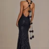 Etoile Embellished Plunge Open-Back Gown i svart