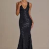 Etoile Embellished Plunge Open-Back Gown i svart