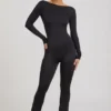 Eulalie Slinky Jersey Jumpsuit med rosettdetalj i svart