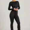 Eulalie Slinky Jersey Jumpsuit med rosettdetalj i svart