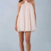 Evania halterneck babydoll-miniklänning i elfenben