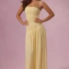 Evelina Jersey Strapless Gown i Butter Yellow