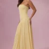 Evelina Jersey Strapless Gown i Butter Yellow