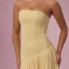 Evelina Jersey Strapless Gown i Butter Yellow