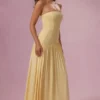 Evelina Jersey Strapless Gown i Butter Yellow
