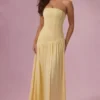 Evelina Jersey Strapless Gown i Butter Yellow