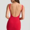 Evie Bodycon-miniklänning med låg rygg i körsbärsrött