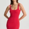 Evie Bodycon-miniklänning med låg rygg i körsbärsrött