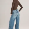 Faedra-jeans med dragsko och raka ben i mellantvätt