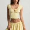 Faela Ruched Cotton-Poplin Corset Toppar i citrongult