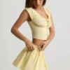 Faela Ruched Cotton-Poplin Corset Toppar i citrongult