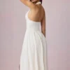 Farrah Modal Broderie Anglaise halterneck-klänning i midilängd i vitt