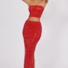 Fausta Embellished Mid Rise Maxi Kjolar i Fire Red