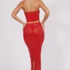 Fausta Embellished Mid Rise Maxi Kjolar i Fire Red