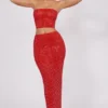 Fausta Embellished Mid Rise Maxi Kjolar i Fire Red