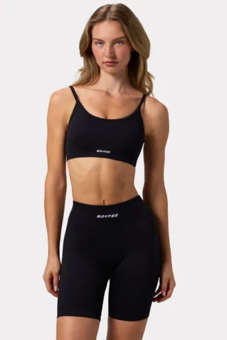 Scoop Neck Lace Up Back FlexiRib Sports Bra i svart