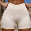 FlexiRib-minishorts med hög midja i elfenben