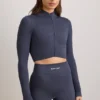 FlexiRib Zip-Up Cropped Jacket i Indigo Slate