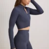 FlexiRib Zip-Up Cropped Jacket i Indigo Slate
