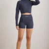 FlexiRib Zip-Up Cropped Jacket i Indigo Slate