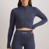 FlexiRib Zip-Up Cropped Jacket i Indigo Slate