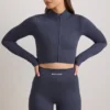 FlexiRib Zip-Up Cropped Jacket i Indigo Slate