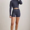 FlexiRib Zip-Up Cropped Jacket i Indigo Slate
