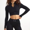 FlexiRib Zip-Up Cropped Jacket i svart