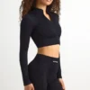 FlexiRib Zip-Up Cropped Jacket i svart