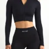 FlexiRib Zip-Up Cropped Jacket i svart