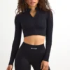FlexiRib Zip-Up Cropped Jacket i svart