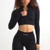 FlexiRib Zip-Up Cropped Jacket i svart