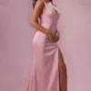 Florienne satinbrudtärneklänning med drapering i Blush Pink