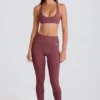 Foldover Mid-Rise Stirrup Leggings i Acai