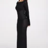 Frances Sheer Jersey Long-Sleeve Backless Maxiklänning i svart