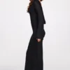 Frances Sheer Jersey Long-Sleeve Backless Maxiklänning i svart
