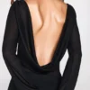 Frances Sheer Jersey Long-Sleeve Backless Maxiklänning i svart