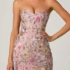 Galia Embellished Convertible Lace-Up Gown i blommigt rosa