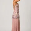Galia Embellished Convertible Lace-Up Gown i blommigt rosa