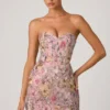 Galia Embellished Convertible Lace-Up Gown i blommigt rosa