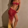 Gelato Ruched Midi Sarong i gul multi