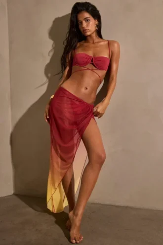 Gelato Ruched Midi Sarong i gul multi