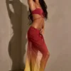 Gelato Ruched Midi Sarong i gul multi