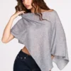 Ghalia genomskinlig jerseyponcho i grått