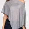 Ghalia genomskinlig jerseyponcho i grått