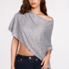 Ghalia genomskinlig jerseyponcho i grått