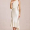 Giada Midaxi-klänning med scarf-detalj i ivory