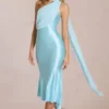 Giada Midaxi-klänning med scarf-detalj i mjuk aqua